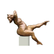 Factory cast bronze sex fat woman figurine nude naked female statue